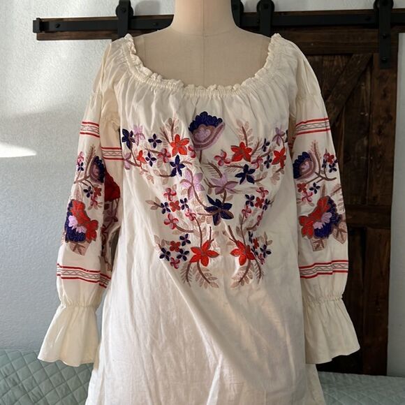 FREE PEOPLE FLEUR DU JOUR FLORAL EMBROIDERED OFF SHOULDER DRESS Sz- Xs - Picture 7 of 15